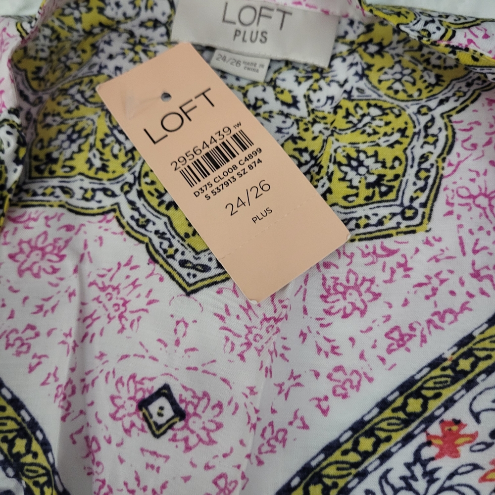 LOFT Plus Floral Geometric Blouse